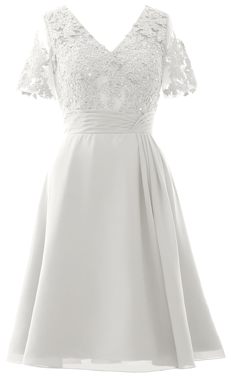 MACloth Frauen Knielange Mutter der Braut Kleider Kurze Ärmel Hochzeit