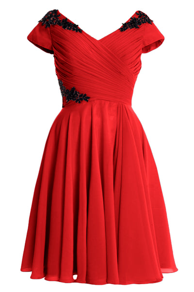 MACloth Women Mother of Bride Groom Dresses Short Cap Sleeve Bridesmaid BD MoH