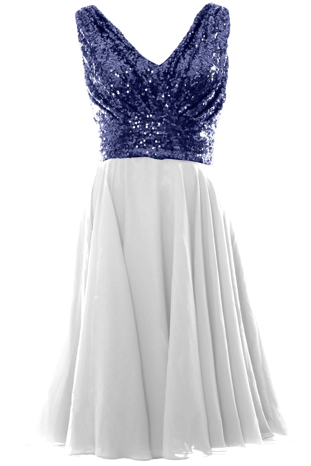 MACloth Women V Neck Sequin Short Wedding Bridesmaid Dresses Mother of Bride