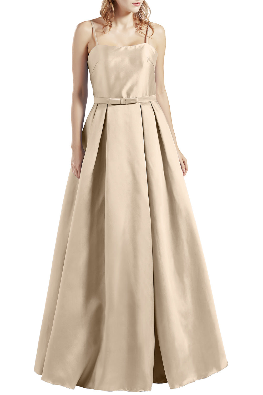 MACloth Damen Langes ärmelloses Satin-Ballkleid, Partykleid, Homecoming-Abendkleid