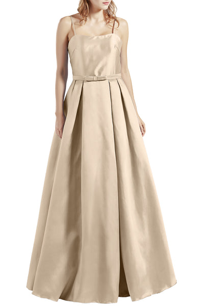 MACloth Women Long Sleeveless Satin Prom Party Dresses Homecoming Evening Gown