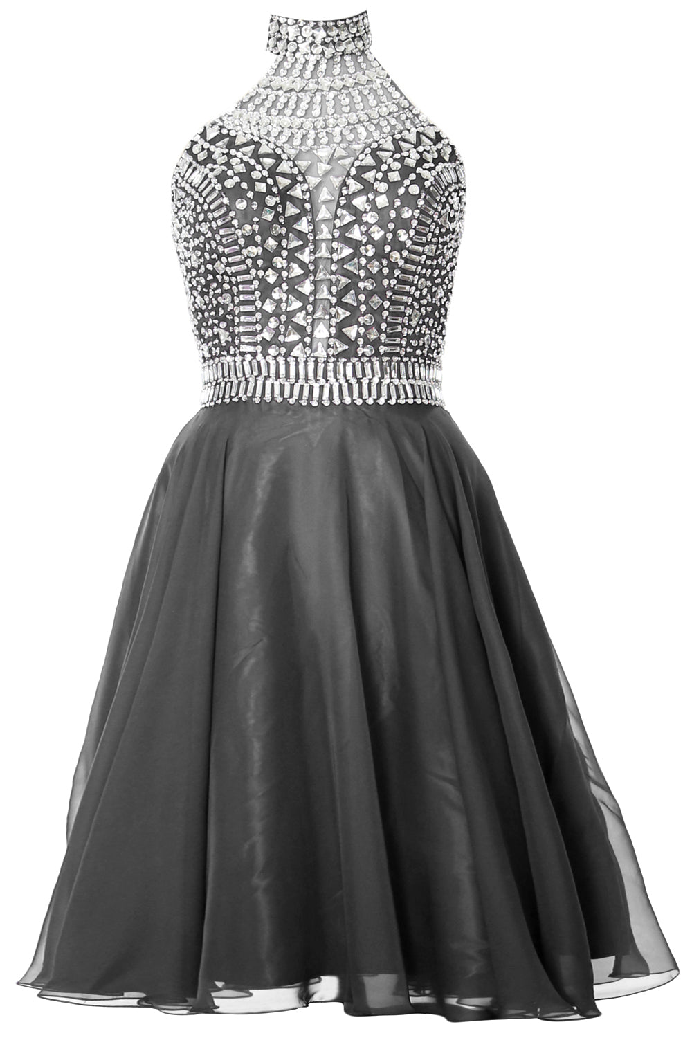 Vestido de fiesta de graduación con cuello alto y cuello halter de MACloth