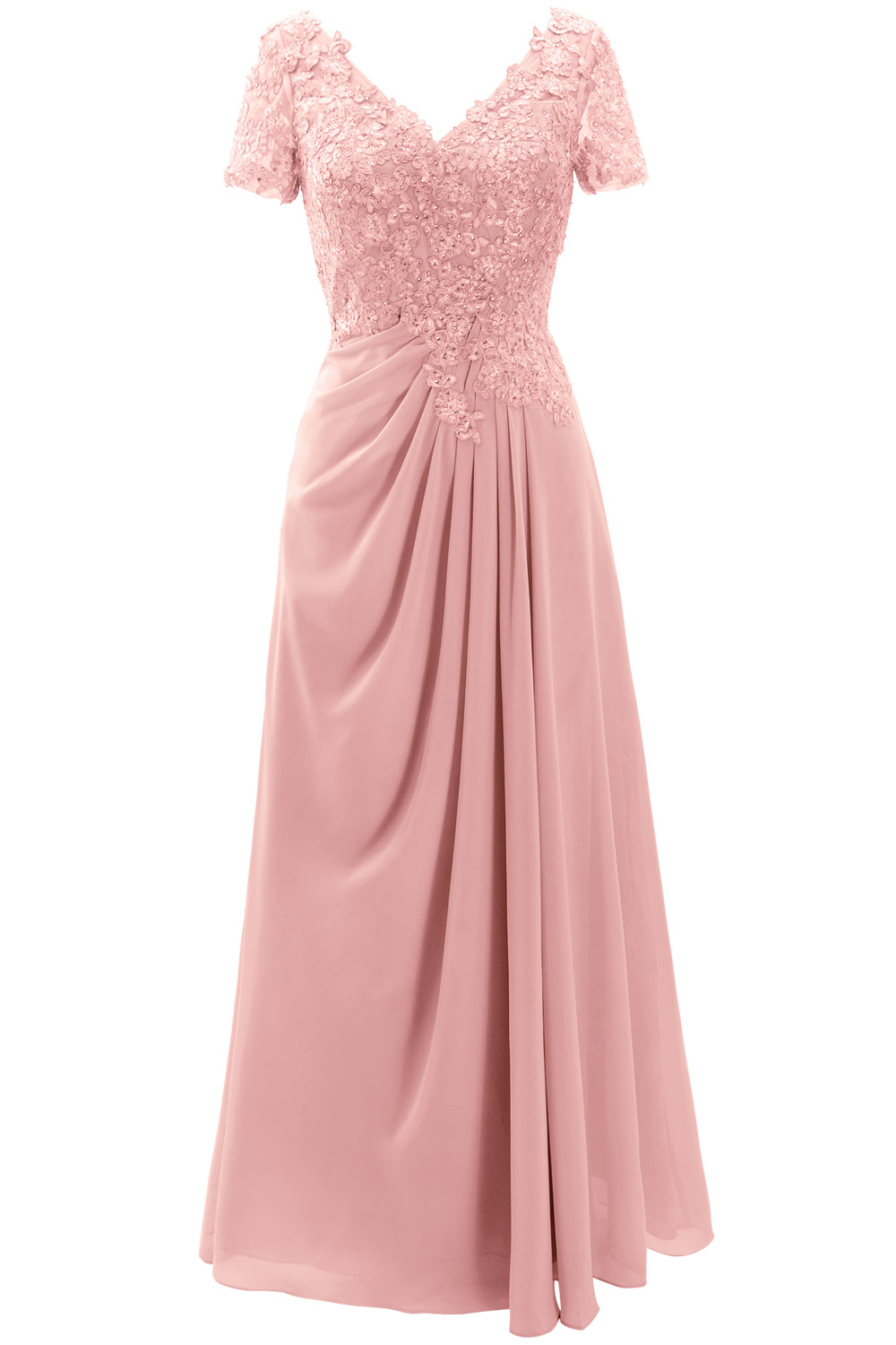 MACloth Damen Kleider für die Brautmutter, kurzärmlig, Spitze, für Hochzeit, Abendkleid