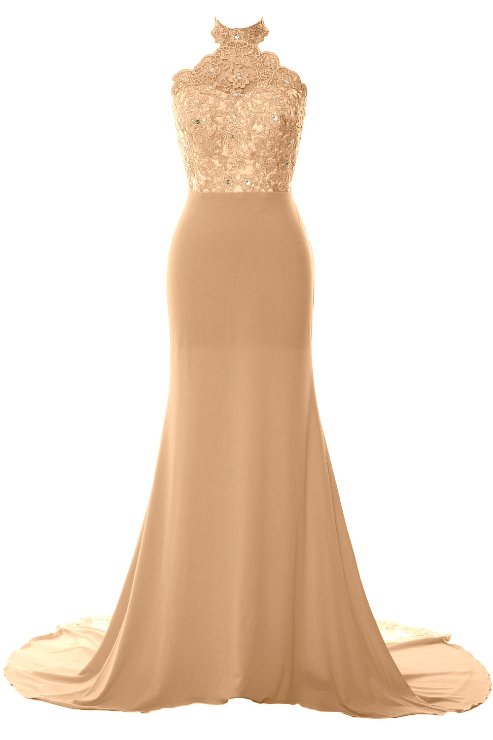 MACloth Women Prom Dresses Mermaid Sleeveless Lace Evening Party Formal Gown