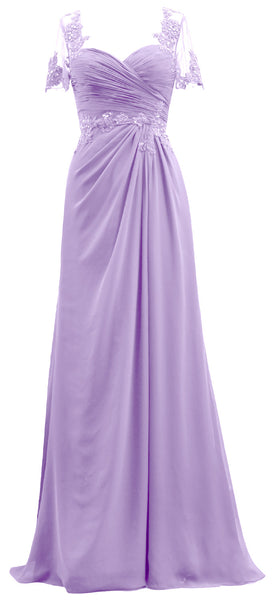 MACloth Women Short Sleeves Lace Formal Evening Gown Maxi Mother of Bride Dress
