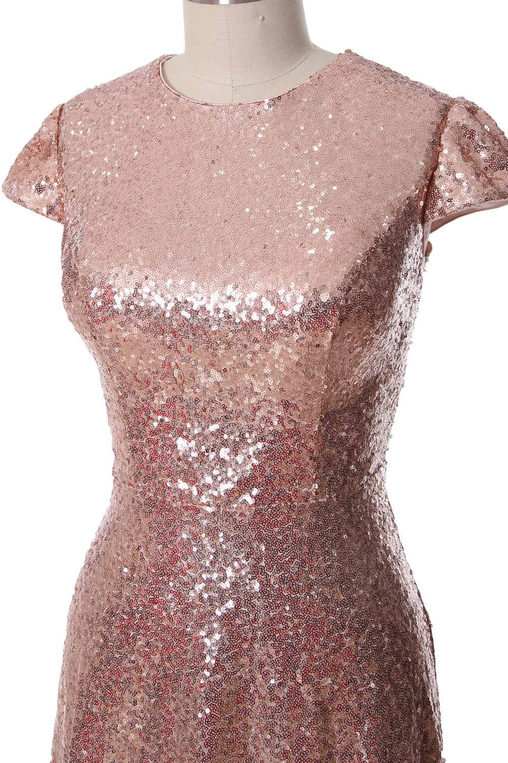 MACloth Women Cap Sleeves Long Sequin Mother Bride Dresses Bridesmaid BD