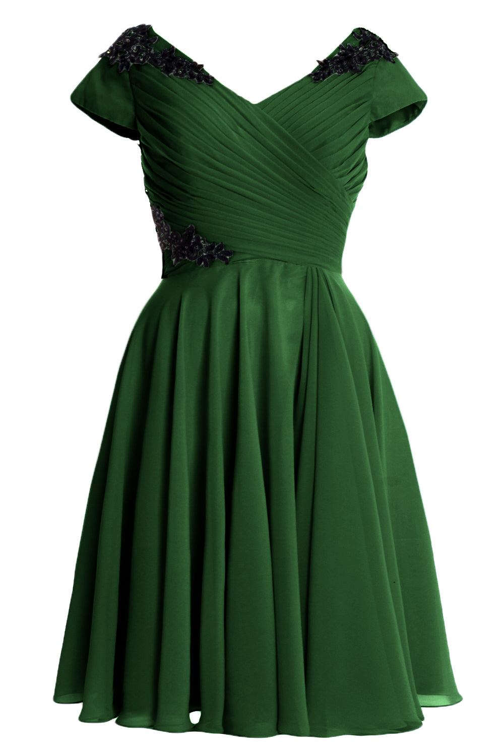 MACloth Damen Kleider für die Brautmutter und den Bräutigam, kurz, Flügelärmel, Brautjungfer, BD MoH