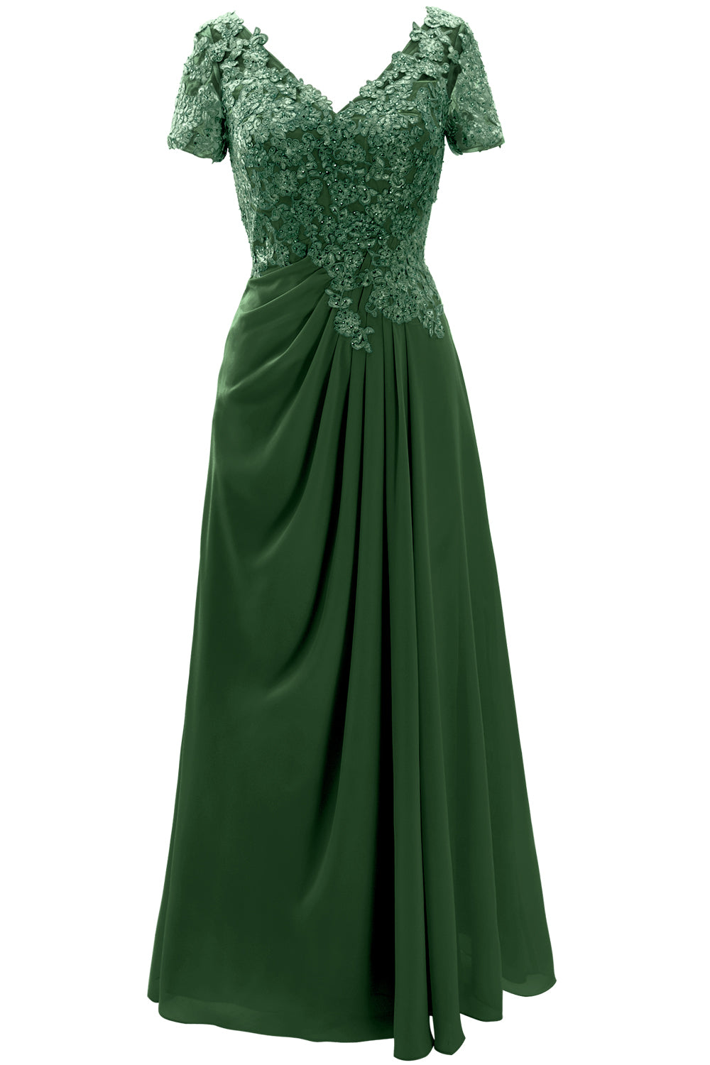 MACloth Damen Kleider für die Brautmutter, kurzärmlig, Spitze, für Hochzeit, Abendkleid