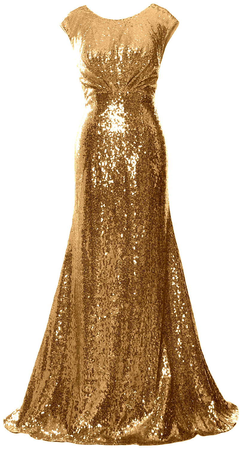 MACloth Damen Kleider für die Brautmutter mit Flügelärmeln und Pailletten, formelles Brautjungfernkleid