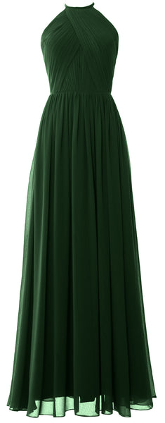 MACLoth Halter Long Bridesmaid Dresses Wedding Formal Evening Gown MoH