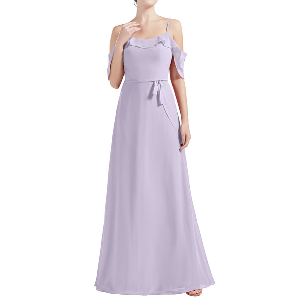 MACloth Women Cold Shoulder Long A Line Wedding Bridesmaid Dresses