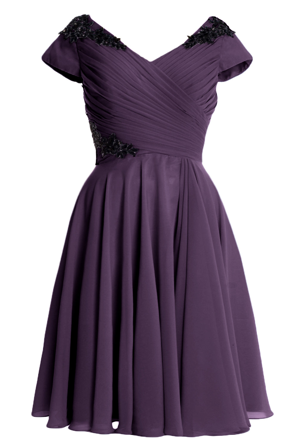 MACloth Damen Kleider für die Brautmutter und den Bräutigam, kurz, Flügelärmel, Brautjungfer, BD MoH