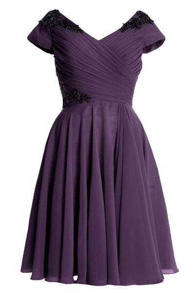 MACloth Women Mother of Bride Groom Dresses Short Cap Sleeve Bridesmaid BD MoH
