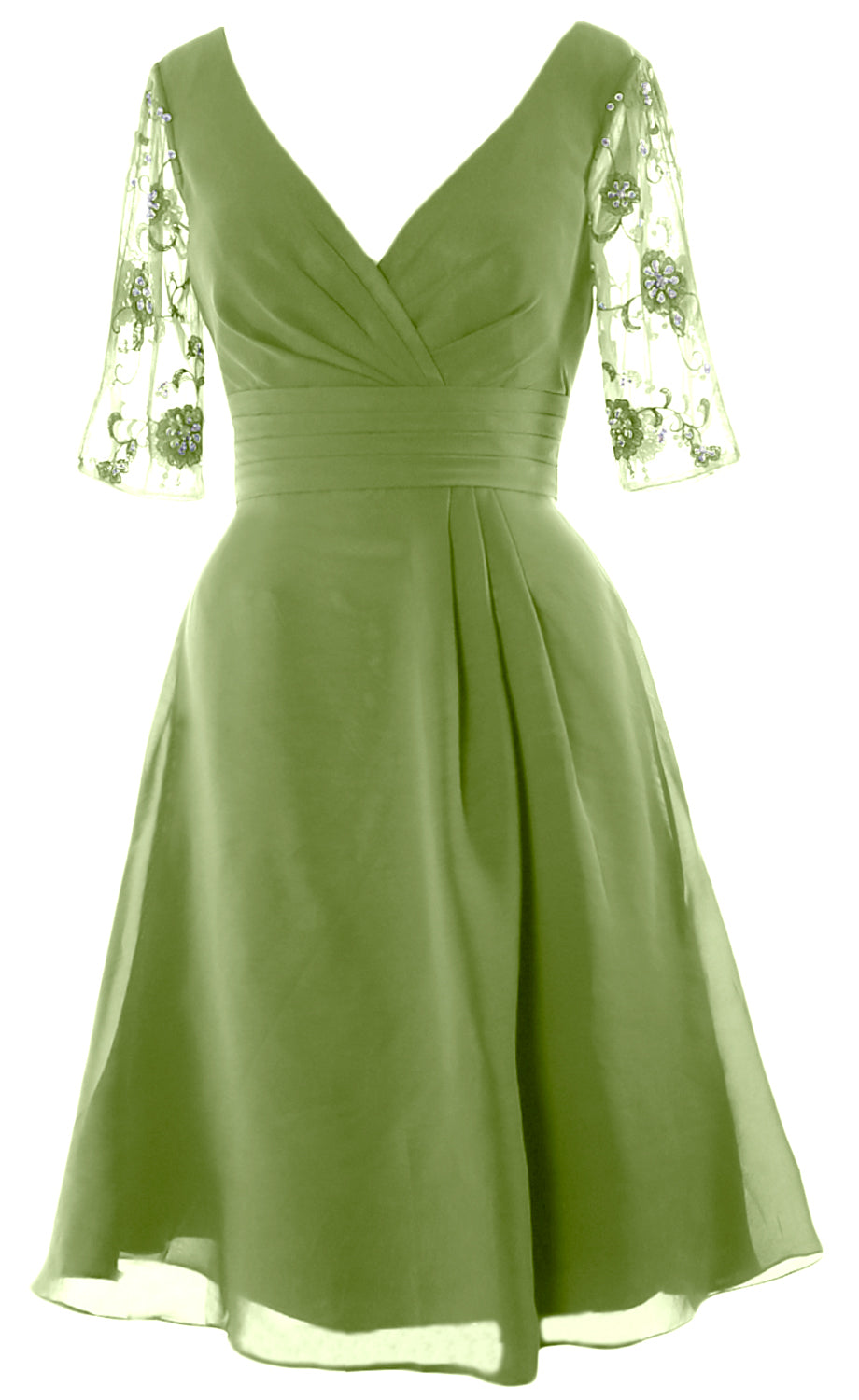 MACloth Vestidos cortos para madre de la novia, mangas cortas, escote en V, cóctel