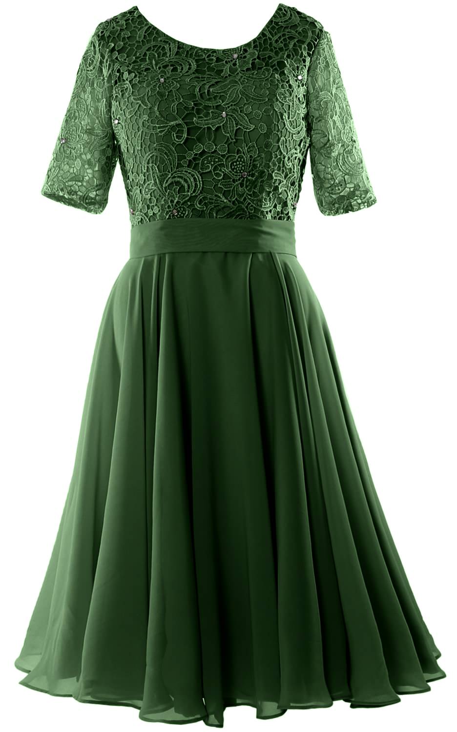 MACloth Women Short Mother Bride Dresses Half Sleeve Wedding Guest Dinner Lace