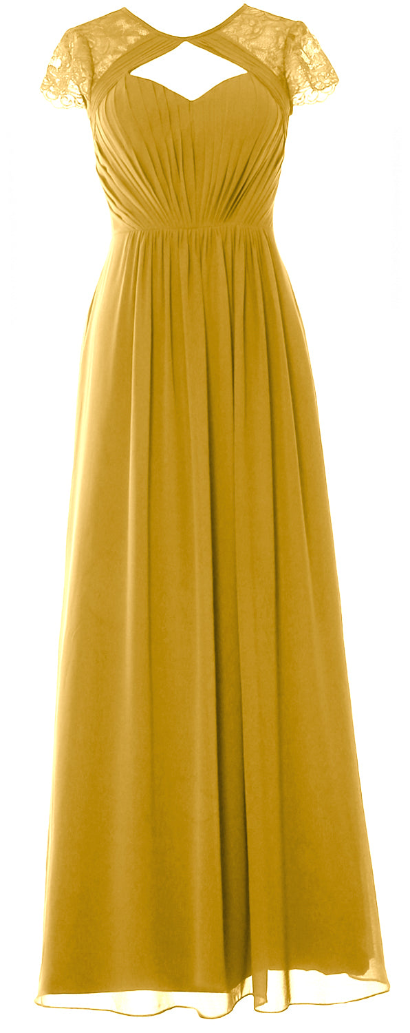 Vestido de dama de honor largo con mangas cortas elegante MACloth 2018 Vestido formal de noche