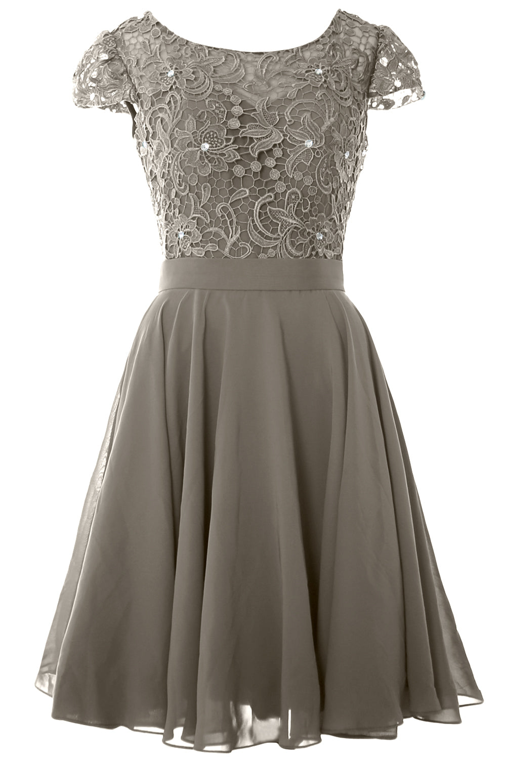 MACloth Women Short Cap Sleeve Lace Wedding Bridesmaid Mother Dresses