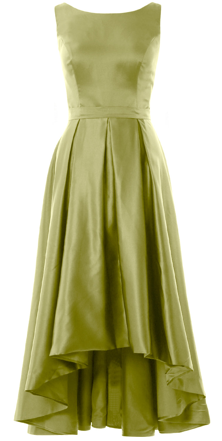 MACloth Hi-Lo Brautjungfernkleider Ärmellos Cocktail Hochzeit Party Abendkleid