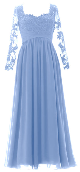 MACloth Women Mother of the Bride Dresses Lace Formal Evening Gown with Sleeves