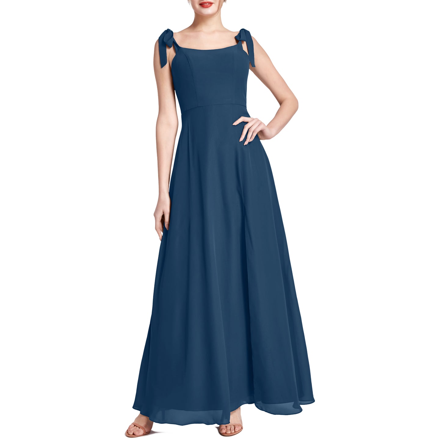 MACloth Damen Chiffon A-Linie Langes, hübsches Brautjungfernkleid für Hochzeit