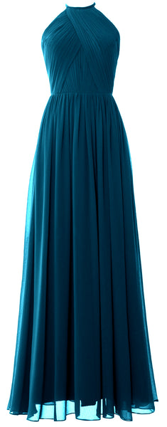 MACLoth Halter Long Bridesmaid Dresses Wedding Formal Evening Gown MoH