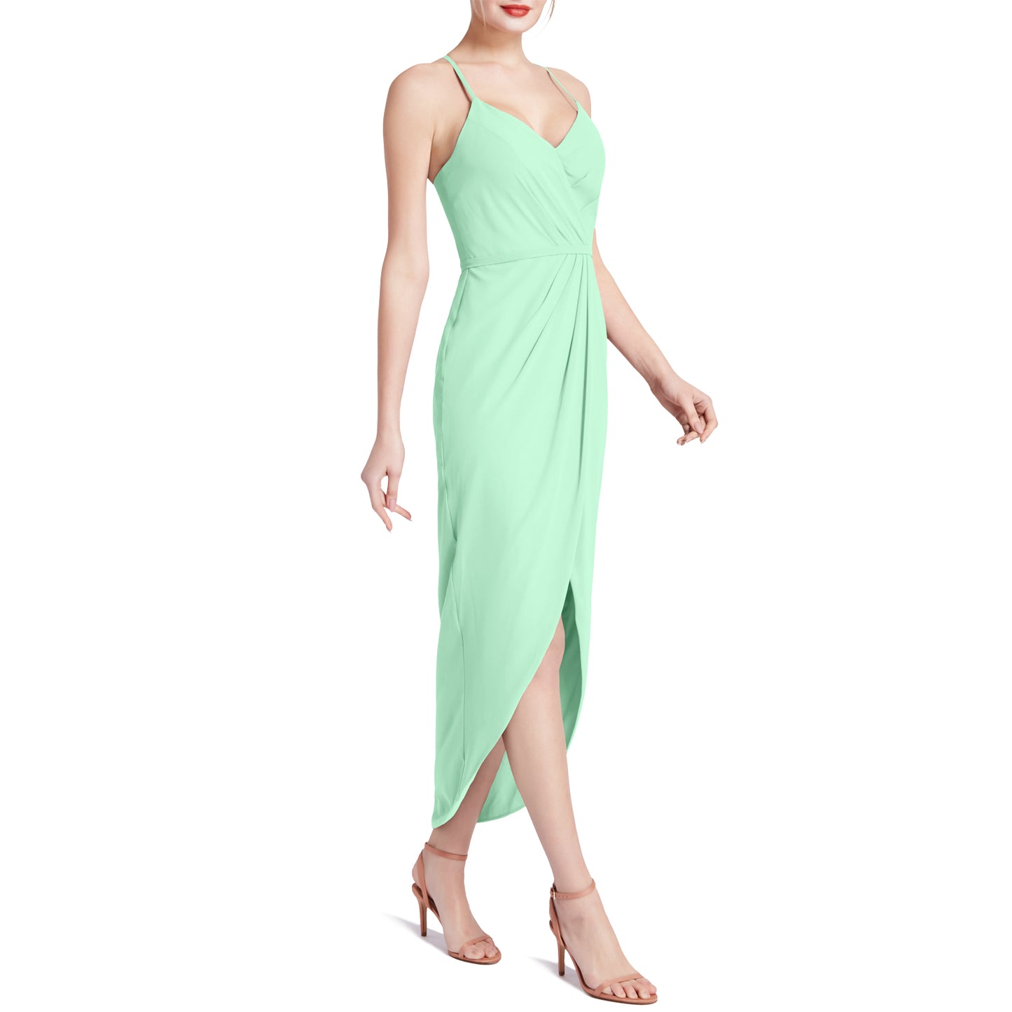 MACloth Damen Hi Lo Sweetheart Wickelkleid Casual Party Cocktailkleid Halbformell