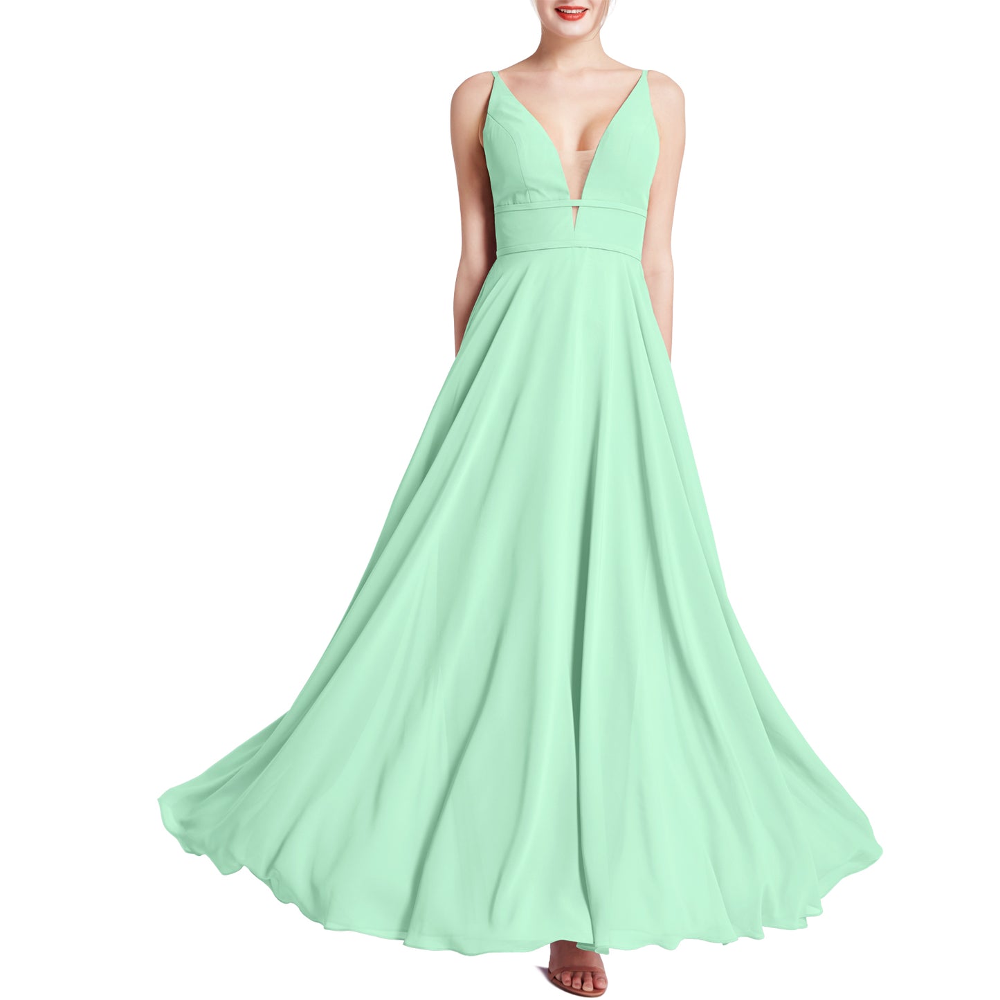 MACloth Vestidos de dama de honor elegantes largos con escote en V pronunciado para fiesta de boda para mujer