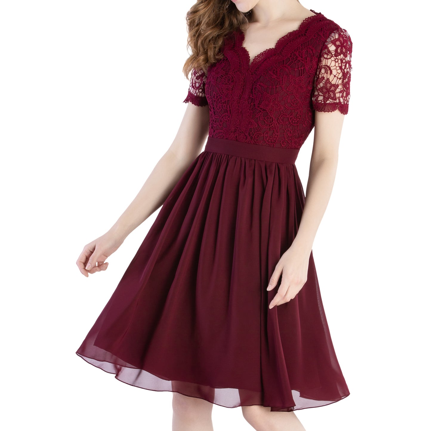 MACloth Mother of Bride Dresses Short Sleeves Wedding Guest Party Formal Gown Dusty Mauve