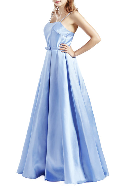 MACloth Women Long Sleeveless Satin Prom Party Dresses Homecoming Evening Gown