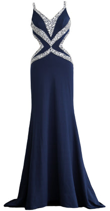 MACloth Women Long V Neck Sexy Mermaid Prom Party Dress Formal Evening Ball Gown