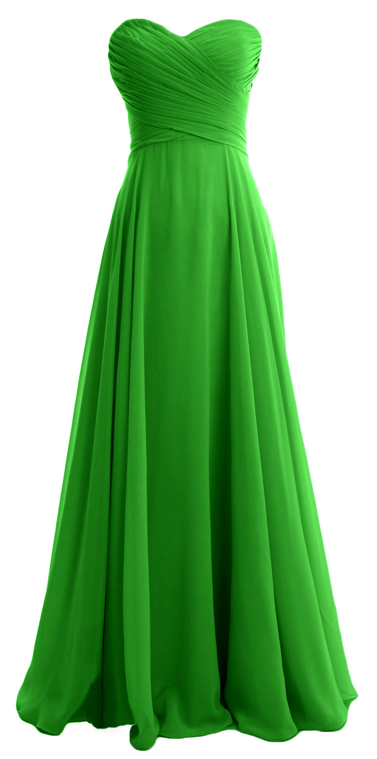 MACloth Women Sweetheart Chiffon A Line Long Bridesmaid Dresses Wedding Maxi