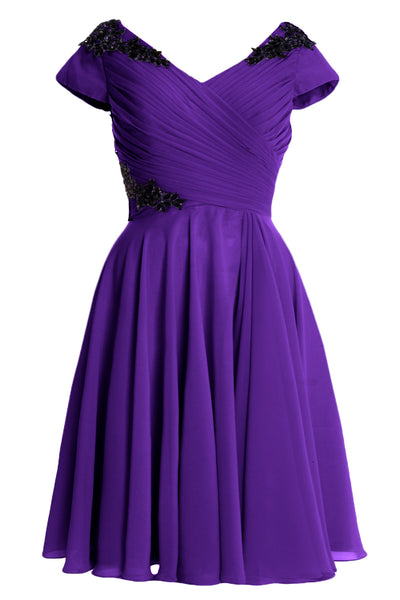 MACloth Women Mother of Bride Groom Dresses Short Cap Sleeve Bridesmaid BD MoH