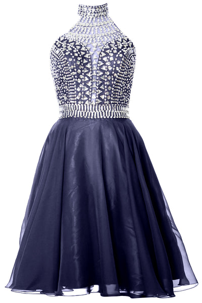 MACloth Gorgeous Halter Prom Homecoming Dress High Neck Cocktail Formal Gown
