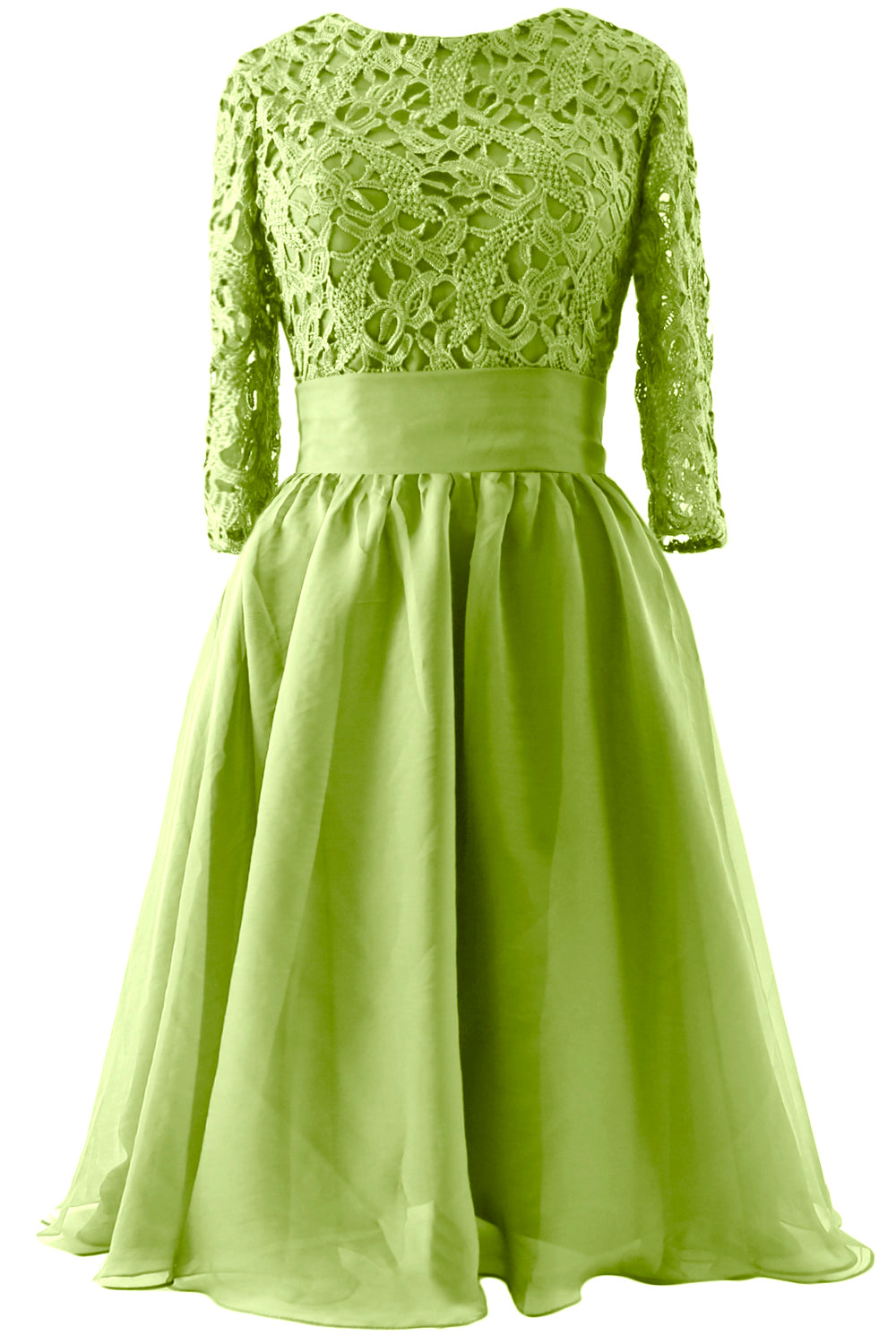 MACloth Women 3/4 Sleeve Lace Short Mother of Bride Dress Formal Evening Gown