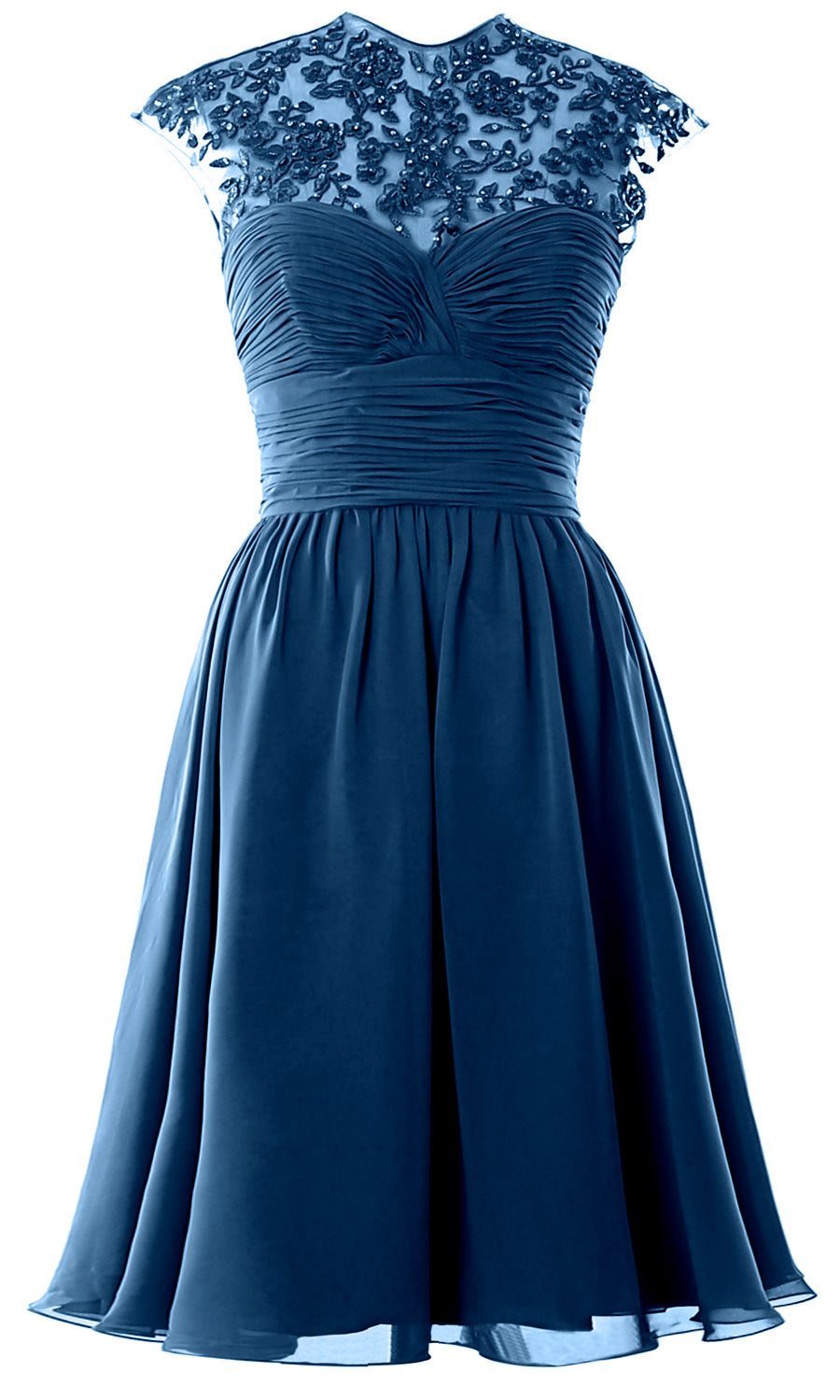 Women High Neck Cap Sleeve Lace Short Bridesmaid Dress Wedding Party Ball Gown