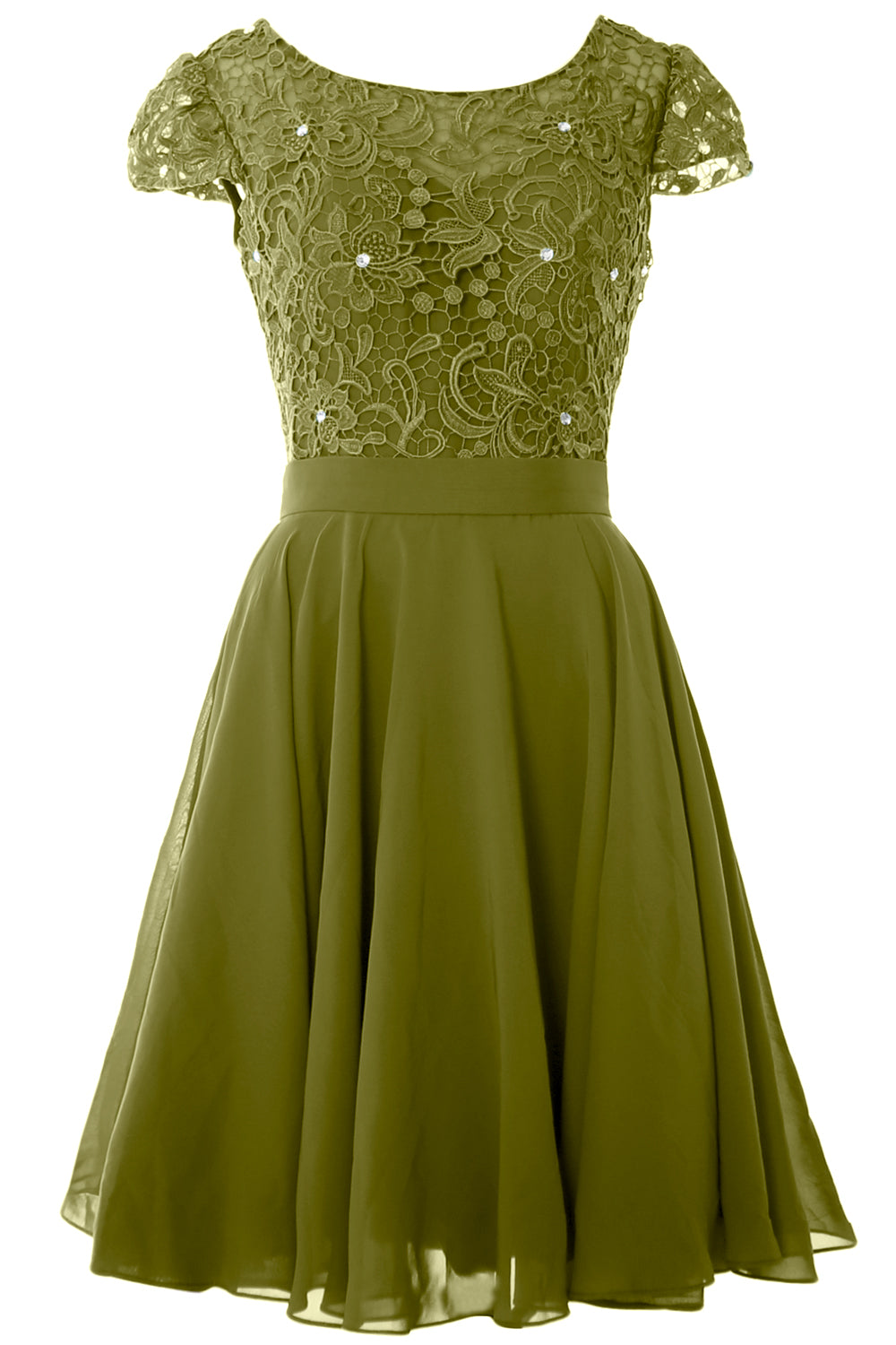 MACloth Women Short Cap Sleeve Lace Wedding Bridesmaid Mother Dresses Homecoming