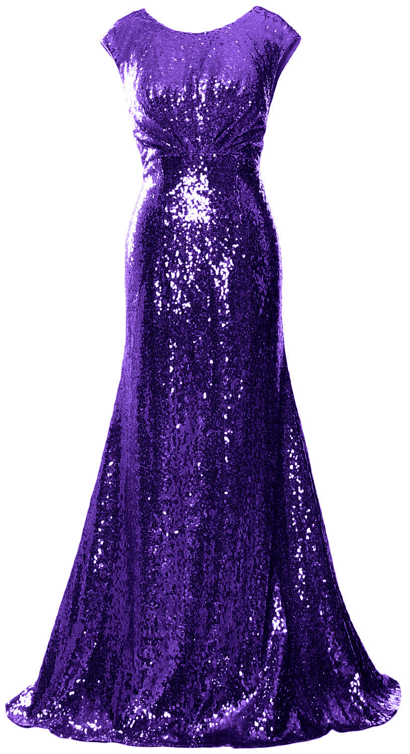 MACloth Damen Kleider für die Brautmutter mit Flügelärmeln und Pailletten, formelles Brautjungfernkleid