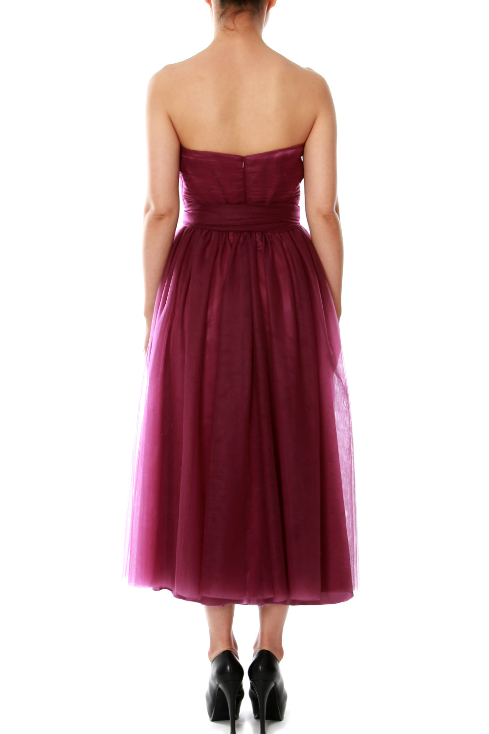 MACloth Midi Convertible Vestidos de dama de honor Vestido de fiesta de boda de tul