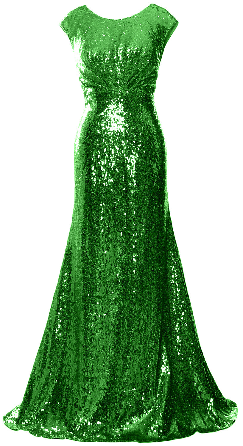 MACloth Damen Kleider für die Brautmutter mit Flügelärmeln und Pailletten, formelles Brautjungfernkleid