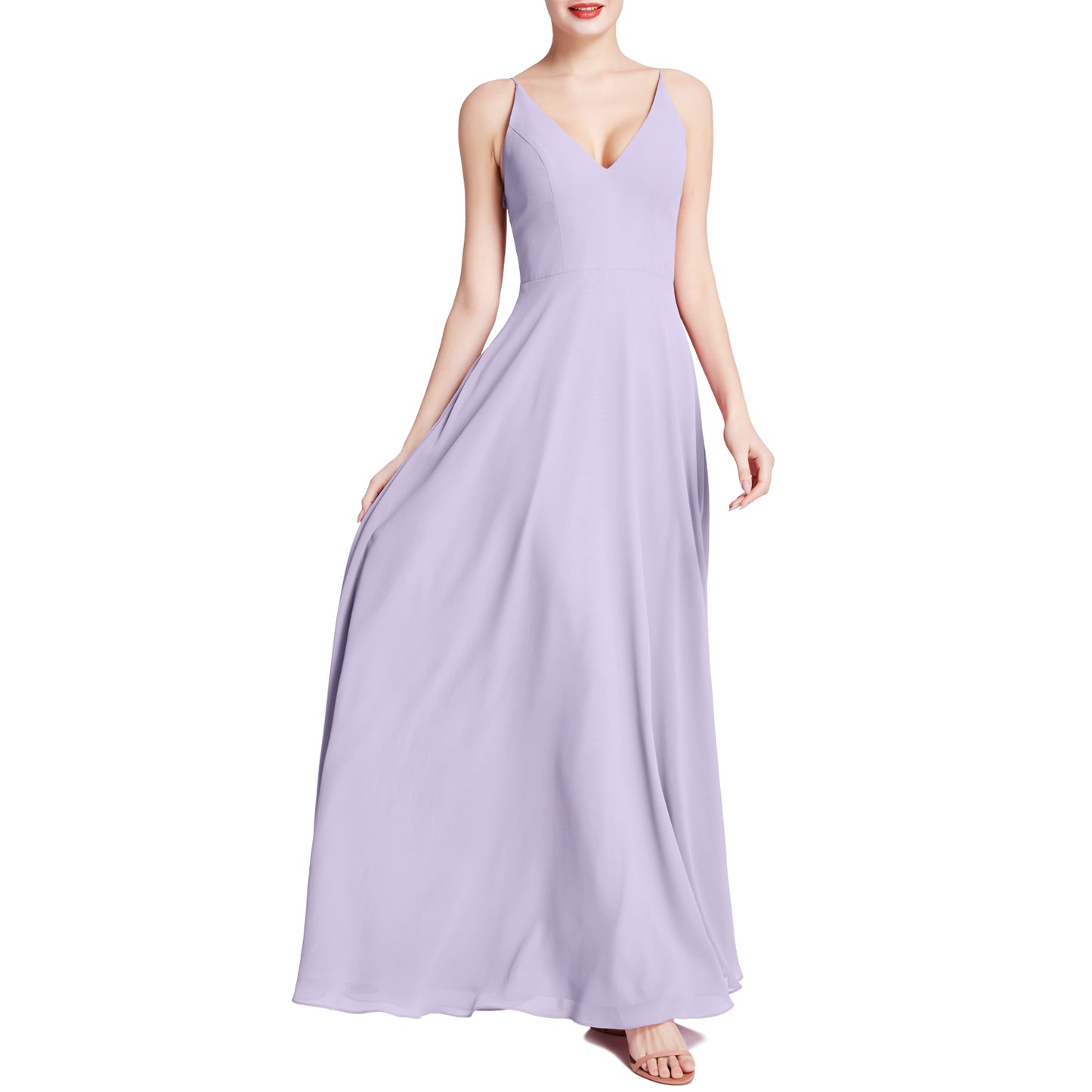 MACloth Mujeres Cuello en V Maxi Boda Fiesta Dama de Honor Vestidos Vestido de Noche