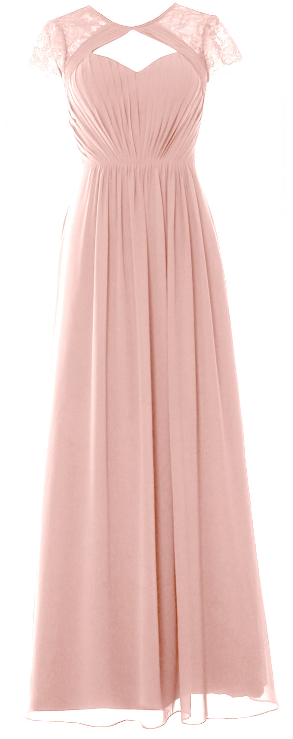 Vestido de dama de honor largo con mangas cortas elegante MACloth 2018 Vestido formal de noche