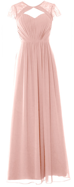 MACloth Elegant Cap Sleeves Long Bridesmaid Dress 2018 Evening Formal Gown
