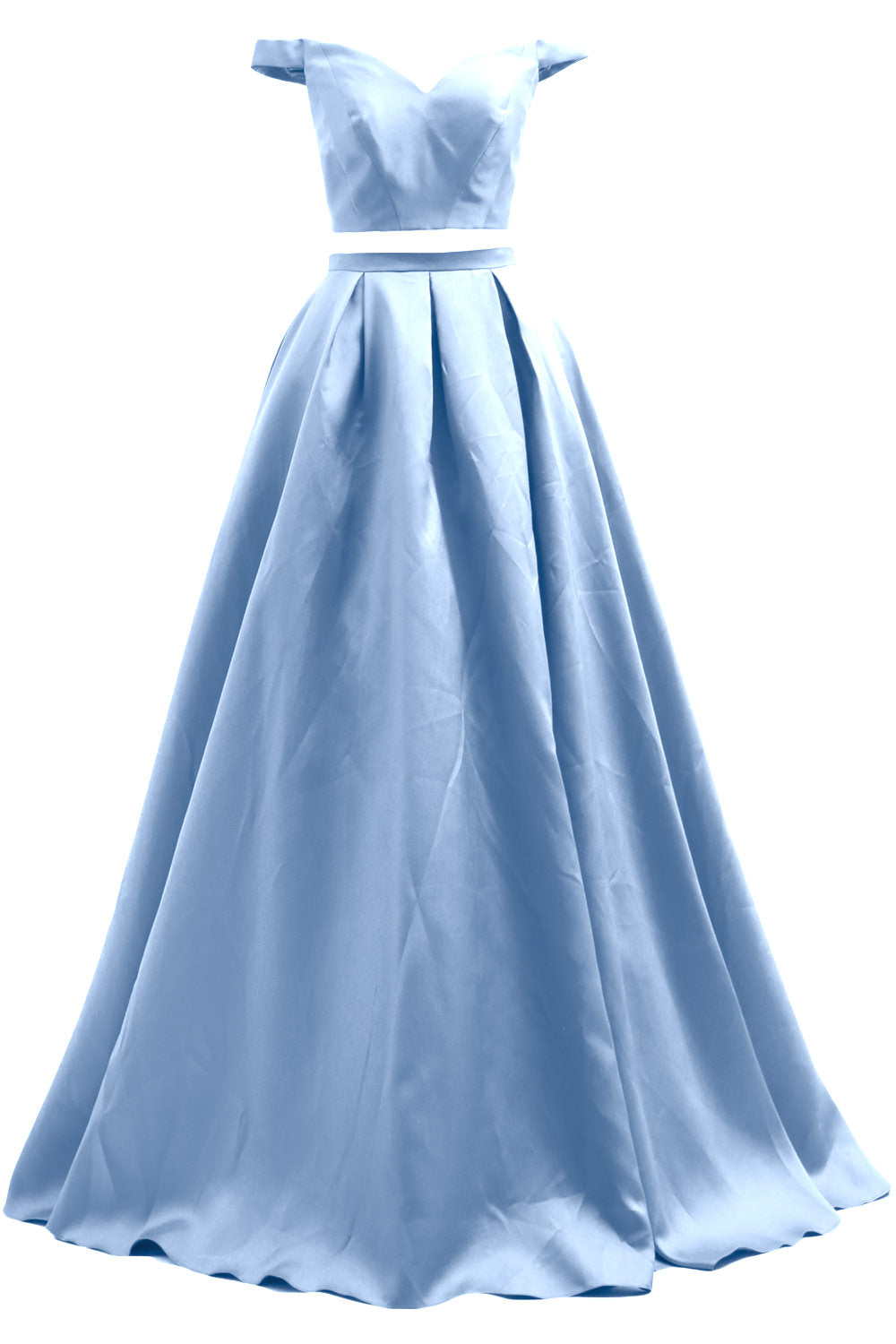 MACloth Women Prom Dresses Two Piece Off Shoulder Formal Evening Ball Gown