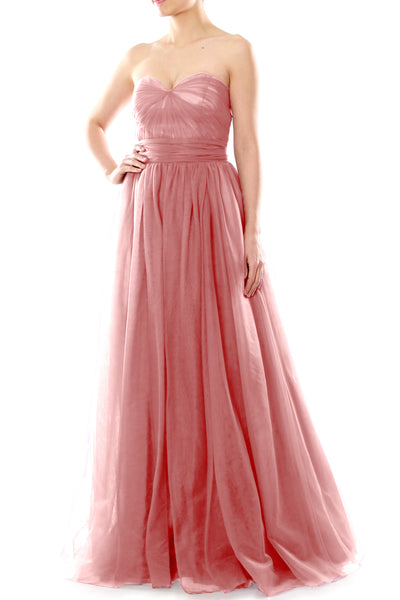 MACloth Women Flowy Sweetheart Convertible Long Wedding Party Bridesmaid Dress