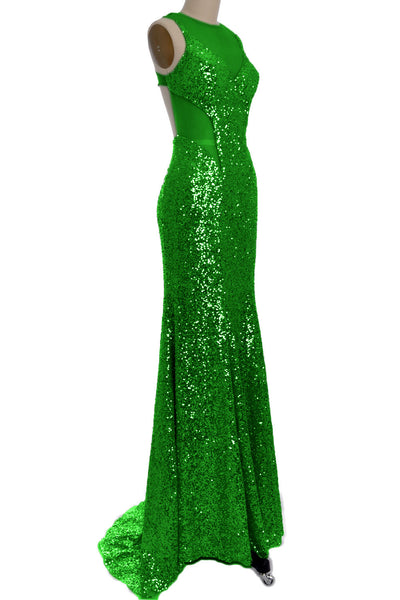 MACloth Gorgeous Mermaid Cut Out Sequin Long Prom Party Dress Evening Gown
