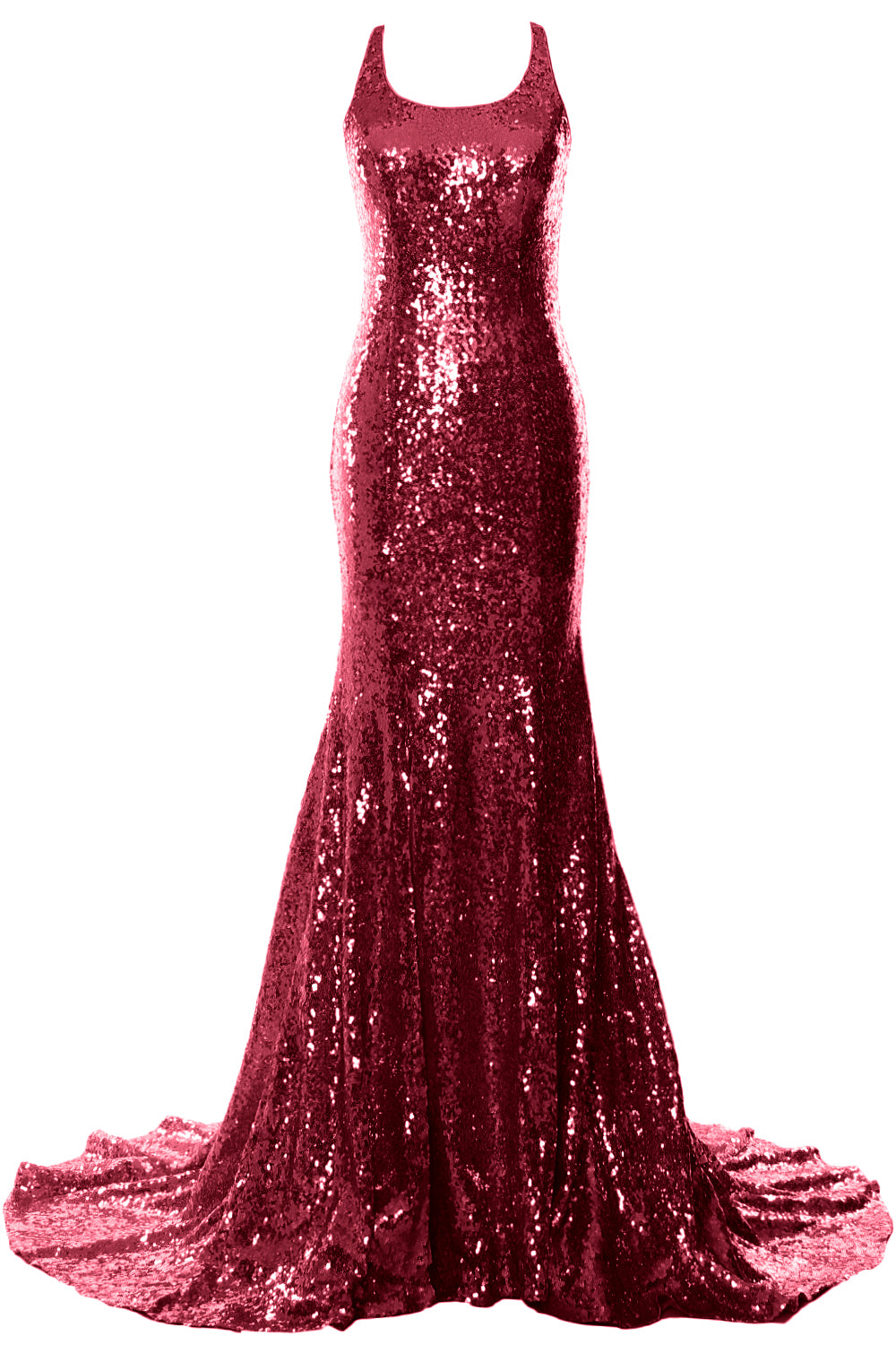 MACloth Vestidos de fiesta de sirena sin mangas con lentejuelas para fiesta de bodas Vestido de noche formal