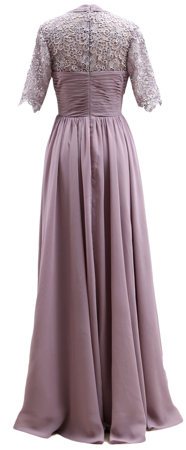 MACloth Vestidos largos para madre de la novia, mangas cortas, escote en V, vestido formal de noche