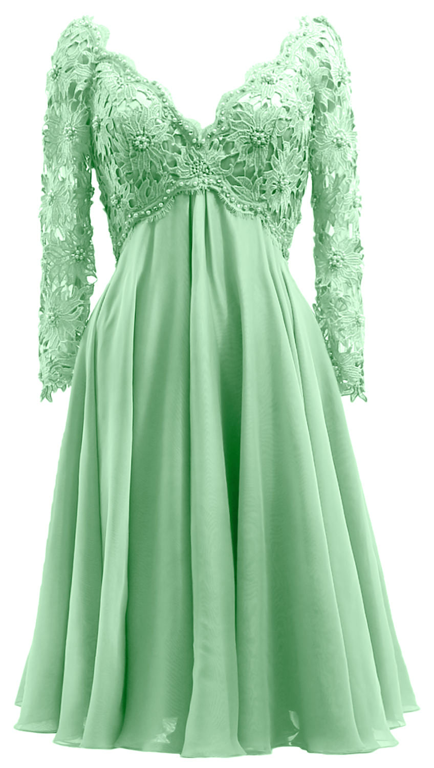 MACloth Damen Lange Ärmel Kurze Mutter Braut Kleider V Ausschnitt Cocktail Party