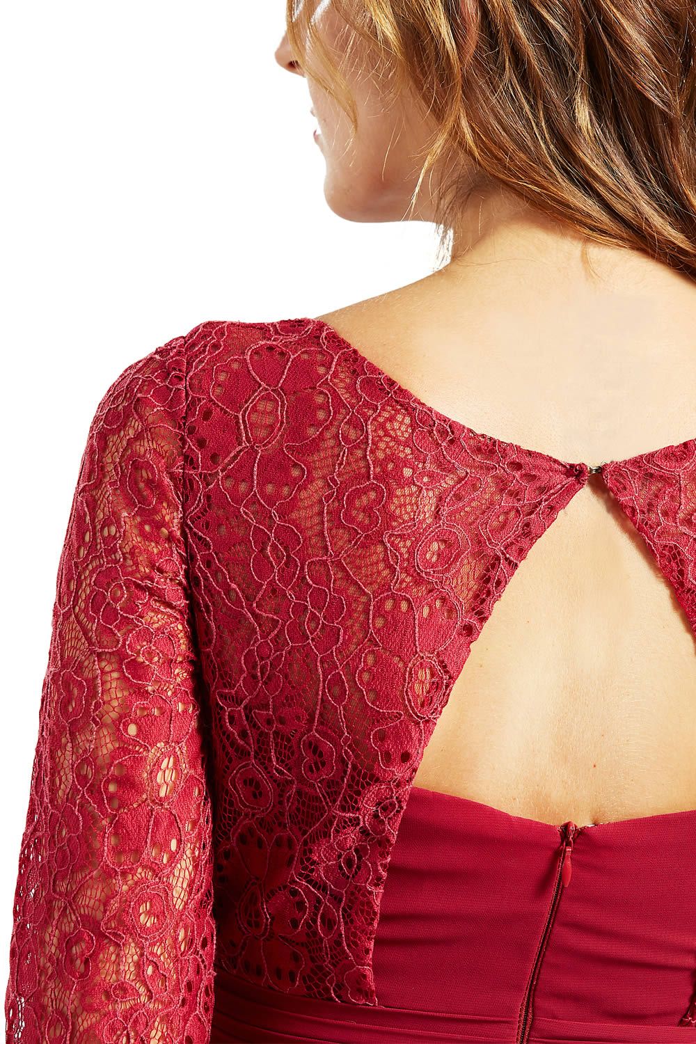 MACloth Langes Abendkleid für die Brautmutter mit V-Ausschnitt und 3/4-Ärmeln für Damen