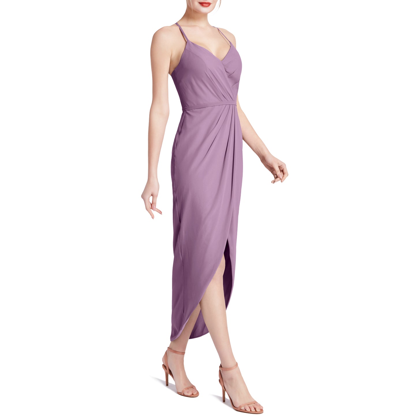 MACloth Damen Hi Lo Sweetheart Wickelkleid Casual Party Cocktailkleid Halbformell